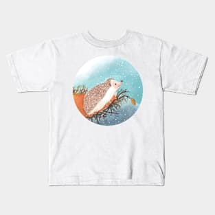 Hedgehog and Snowflakes Kids T-Shirt